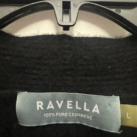 Ravella Winslet Cashmere Cardigan Coat Size Large In Caviar Black Rib Knit - Picture 5 of 8